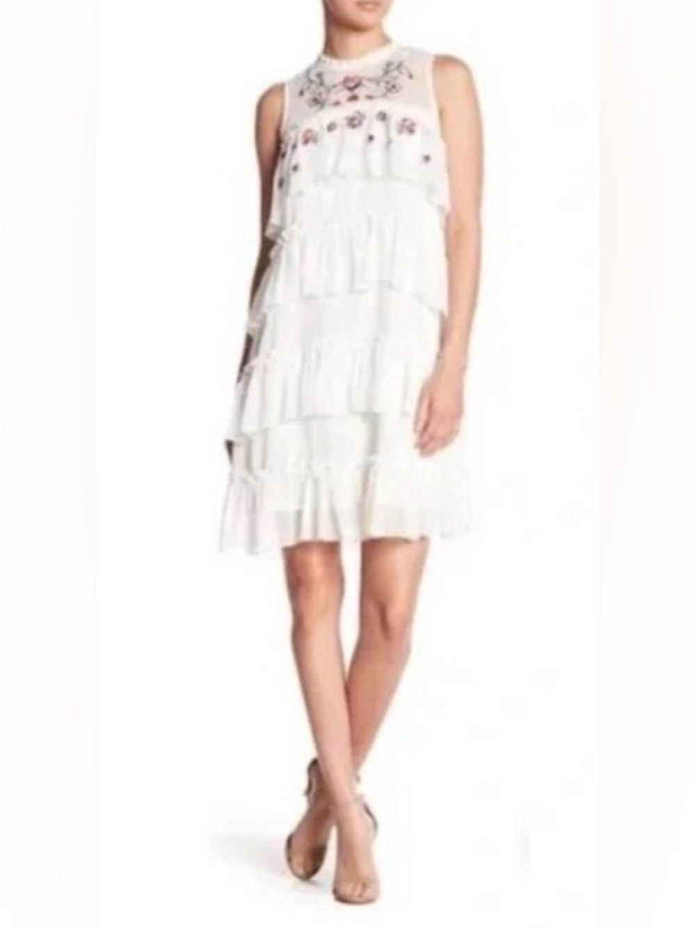 NWT MAXSPORT MAXMARA IVORY MULTI TIERED RUFFLED ELEGANT DRESS SIZE XL